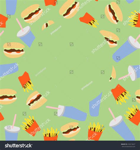 Fast Food Seamless Pattern Hamburger Fries Stock Vector Royalty Free 418213627 Shutterstock