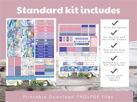 Planner Sticker Weekly Kit Printable Template Digital Sticker Sheet