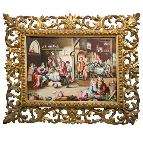 Antique Tavern Scene Oil Painting For Sale at 1stDibs | tavern painting