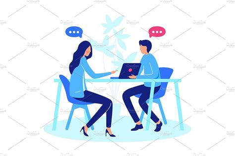 Conversation Between Two Person Meeting Women Person Vector