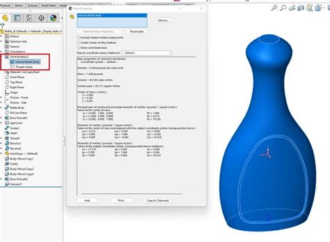 Calcul Du Volume Interne Dans SOLIDWORKS