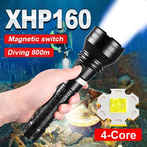 Newest XHP160 Diving LED Flashlights Powerful Underwater Lamps