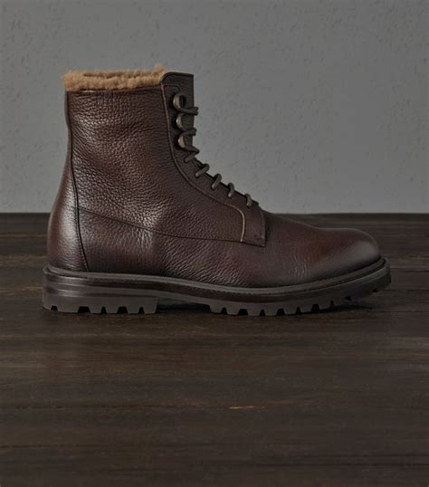 Brunello Cucinelli Brown Leather Lace Up Boots Harrods UK