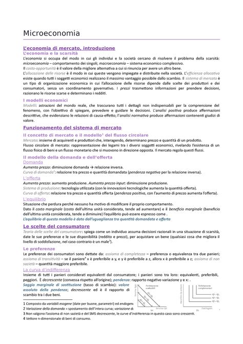 Microeconomia Appunti Presi Durante Le Lezioni Microeconomia L