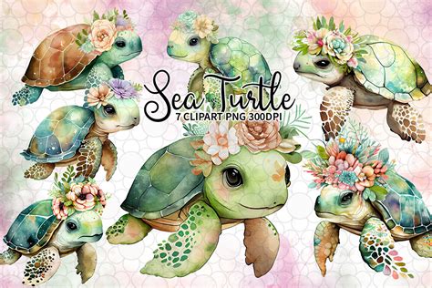 Sea Turtle Watercolor Clipart Bundle Graphic By LQ Design Creative