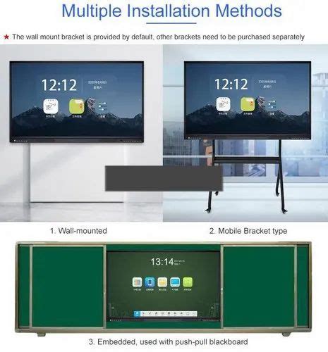 Black Interactive Flat Panel For Education Power Consumption 200W