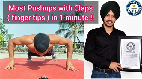 Most Push Ups With Claps Finger Tips In One Minute GUINNESS