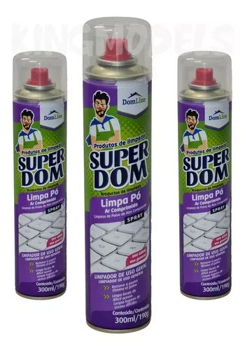 3xpçs Limpa Pó Ar Comprimido Aerosol Dom Line 400ml 250g Parcelamento