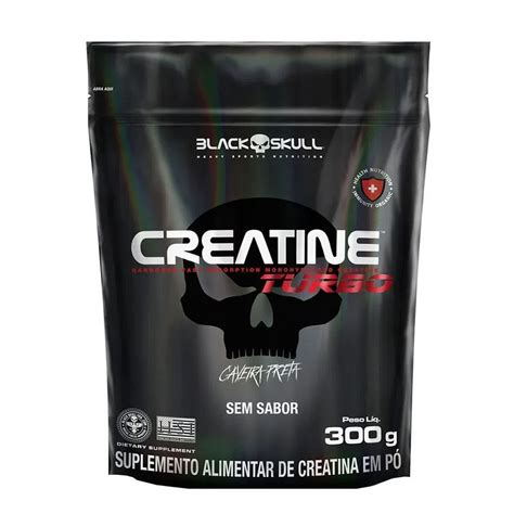 Creatine Turbo Monohidratada 300g Refil Sem Sabor Black Skull