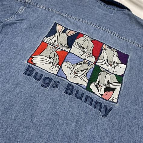 Vintage Looney Tunes Denim Shirt With Big Depop