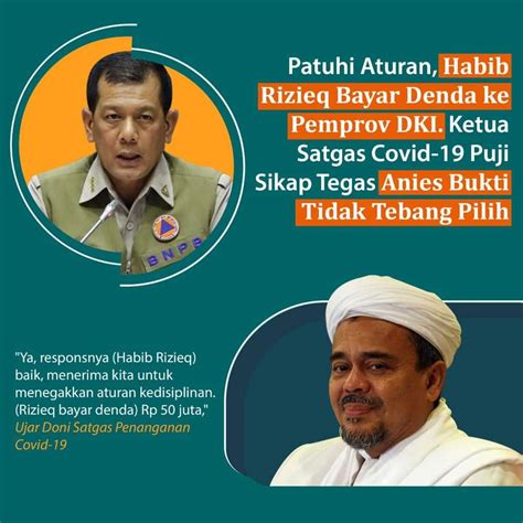 Patuhi Aturan Habib Rizieq Bayar Denda Ke Pemprov DKI Ketua Satgas