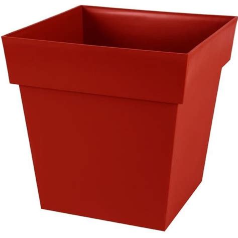 EDA Pot de fleur carré Toscane 39 x 39 x H 39 cm 38 L Rouge rubis