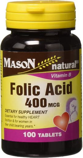 Mason Vitamins Folic Acid 400 Mcg Tablets 60 Count