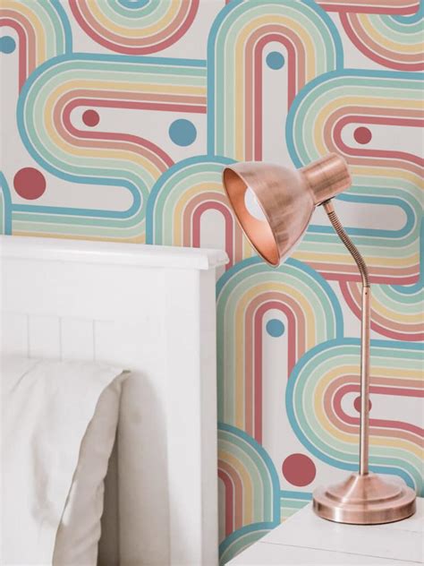 Retro Rainbow Wallpaper Peel And Stick Or Non Pasted