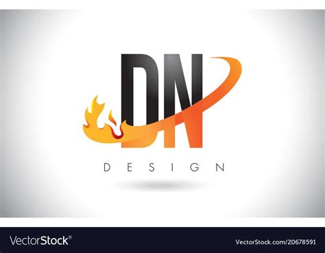 Dn D N Letter Logo With Fire Flames Design Vector Image On Vectorstock