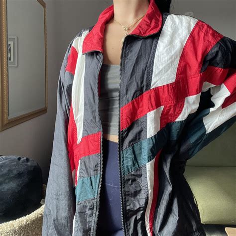90s Track Suit Jacket Mens Large But Fits Me Depop