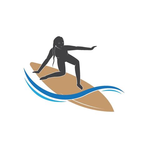 Surfing With Water Wave Logo Vector Template Illustration Symbol