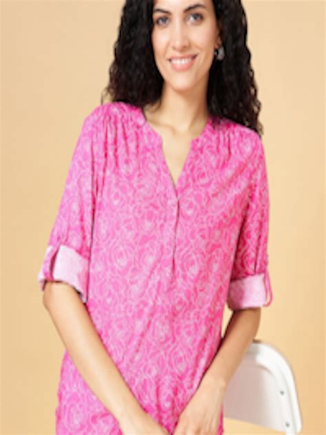 Buy Honey By Pantaloons Floral Printed Mandarin Collar Roll Up Sleeves