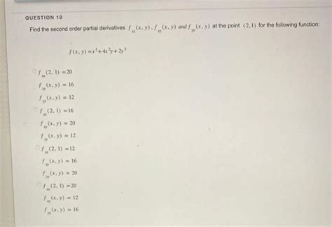 Solved The Given Function F X Y Yx2ln Yx2 D∂x∂f And ∂y∂f