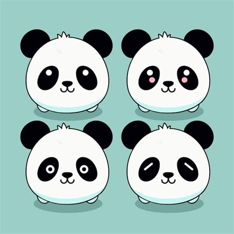 Conjunto de ilustração de modelo de desenho animado bonito panda emoji ...