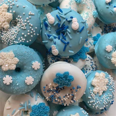 Frozen 1 Or Frozen 2 Winter Themed Mini Donuts Dozen Etsy