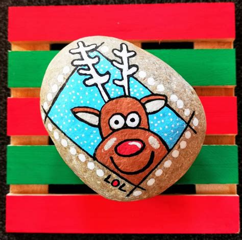 812 Mes Petits Rocks Voyageurs Renne De Noel Galets Peints