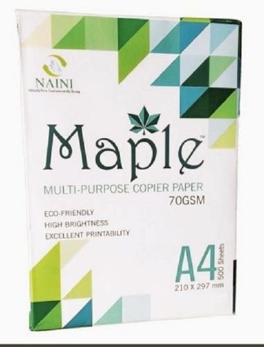 Eco Friendly Smooth Light Weight White Maple A4 Size Paper For School