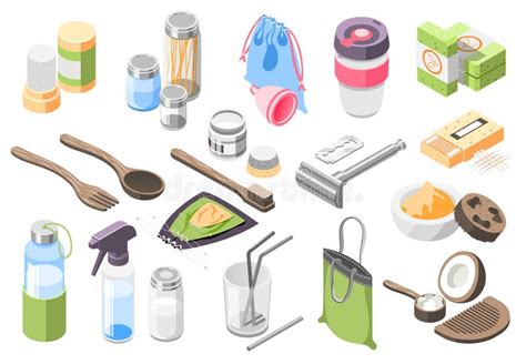 Zero Waste Isometric Icons Set Stock Vector Illustration Of Organic