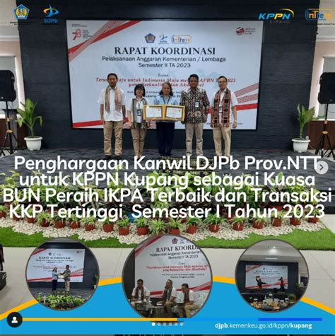 Penghargaan Dari Kanwil Djpb Provinsi Ntt Untuk Kppn Kupang Sebagai