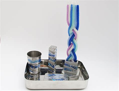 Modern Havdalah Set Blue Waters Etsy