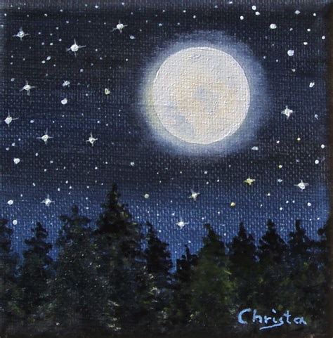 Night Sky Painting With Moon Warehouse Of Ideas