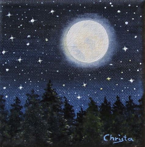 Night Sky Painting With Moon – Warehouse of Ideas