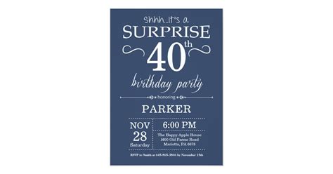 Surprise 40th Birthday Invitation Blue