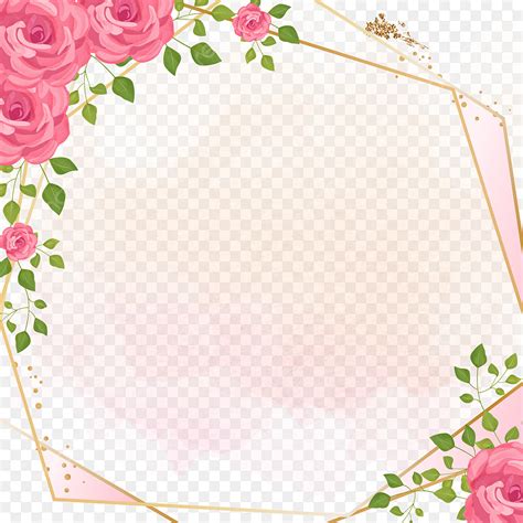 Moldura De Convite De Casamento Com Flores Em Aquarela Rosa Png Flor Quadro Armação Imagem