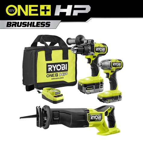 Ryobi One Hp V Brushless Cordless Tool Combo Kit W Hammer Drill