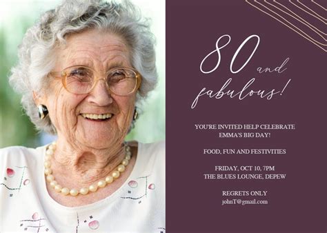 Fab 80 Birthday Invitation Template Free Greetings Island