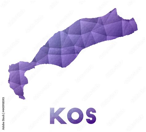 Map of Kos. Low poly illustration of the island. Purple geometric ...