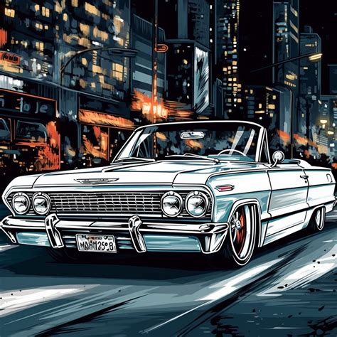 Lowrider Art 1963 1964 Chevrolet Impala Low Rider Chevy Car Poster Wall