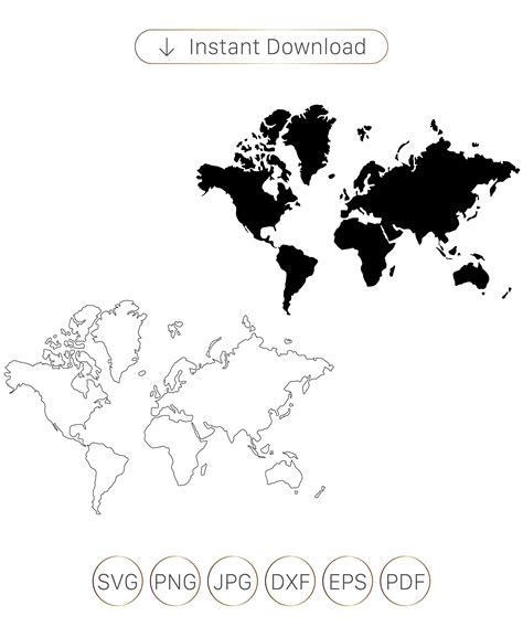 World Map SVG World Map Outline SVG World Map Silhouette Etsy New Zealand