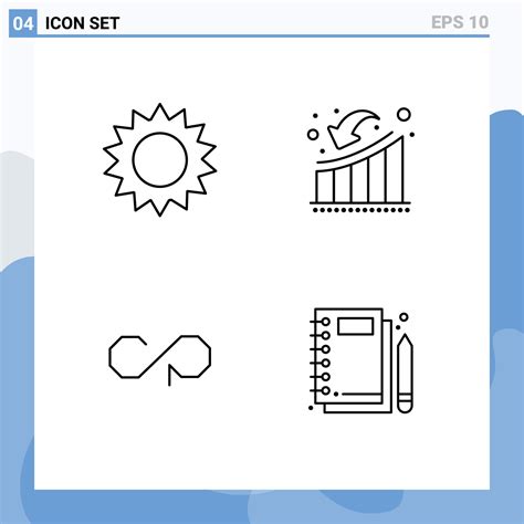 Stock Vector Icon Pack of 4 Line Signs and Symbols for chamomile