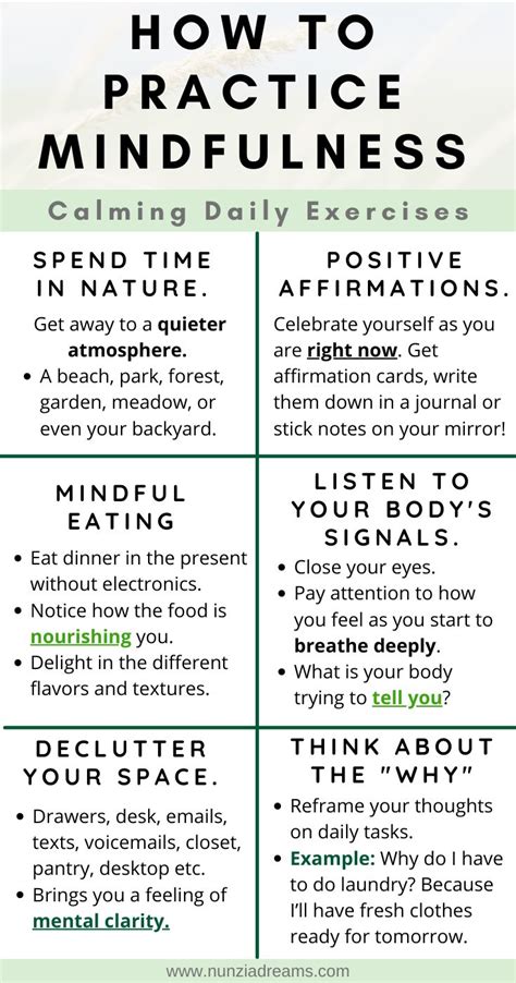 7 Calming Simple Mindfulness Exercises For Adults NunziaDreams