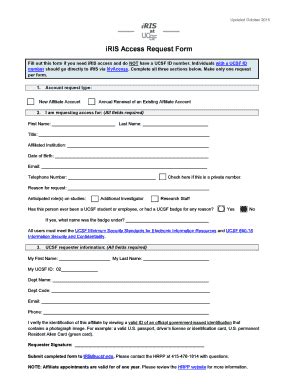 Fillable Online Irb Ucsf IRIS Access Request Form UCSF Institutional