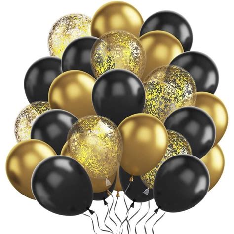 Ballon Noir Et Or Pcs Ballon Anniversaire Noir Et Or Helium Pour