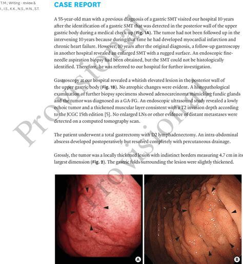 A Gastroscopy Findings At The Medical Check Up During Which The Tumor Download Scientific