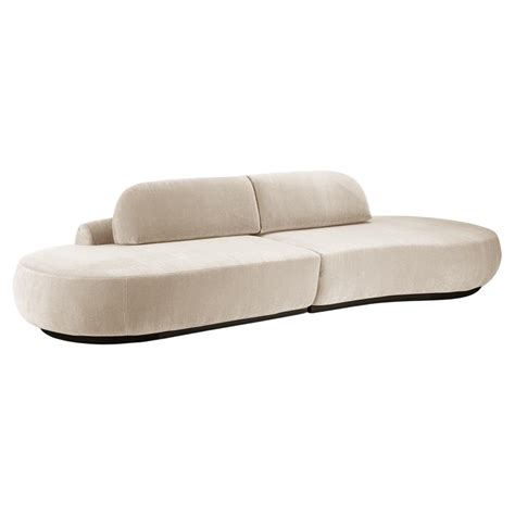 Naked Curved Sectional Sofa Piece With Beech Ash And Boucle