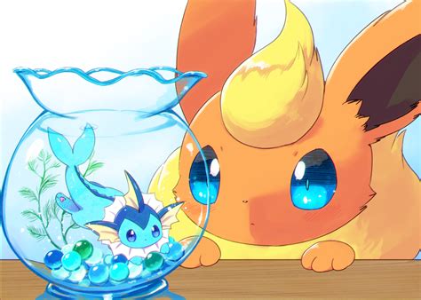 Vaporeon And Flareon Pokemon Drawn By Kemoribon Danbooru