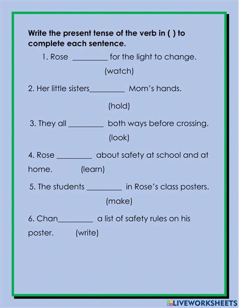 Present Tense Verbs And Subject Verb Agreement Worksheet Live Worksheets Library