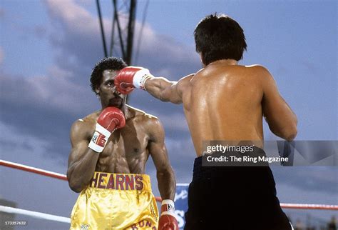 Thomas Hearns Eyes The Punch From Roberto Duran During The Fight At