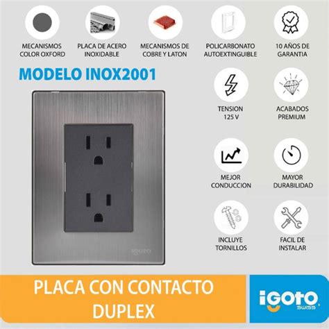 Placa Contacto D Plex Acero Inoxidable Plata Oxford Igoto Meses