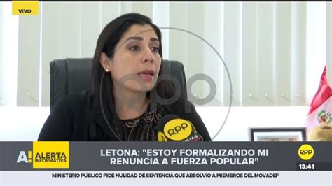 Rsula Letona Renuncia A La Bancada De Fuerza Popular Video Rpp